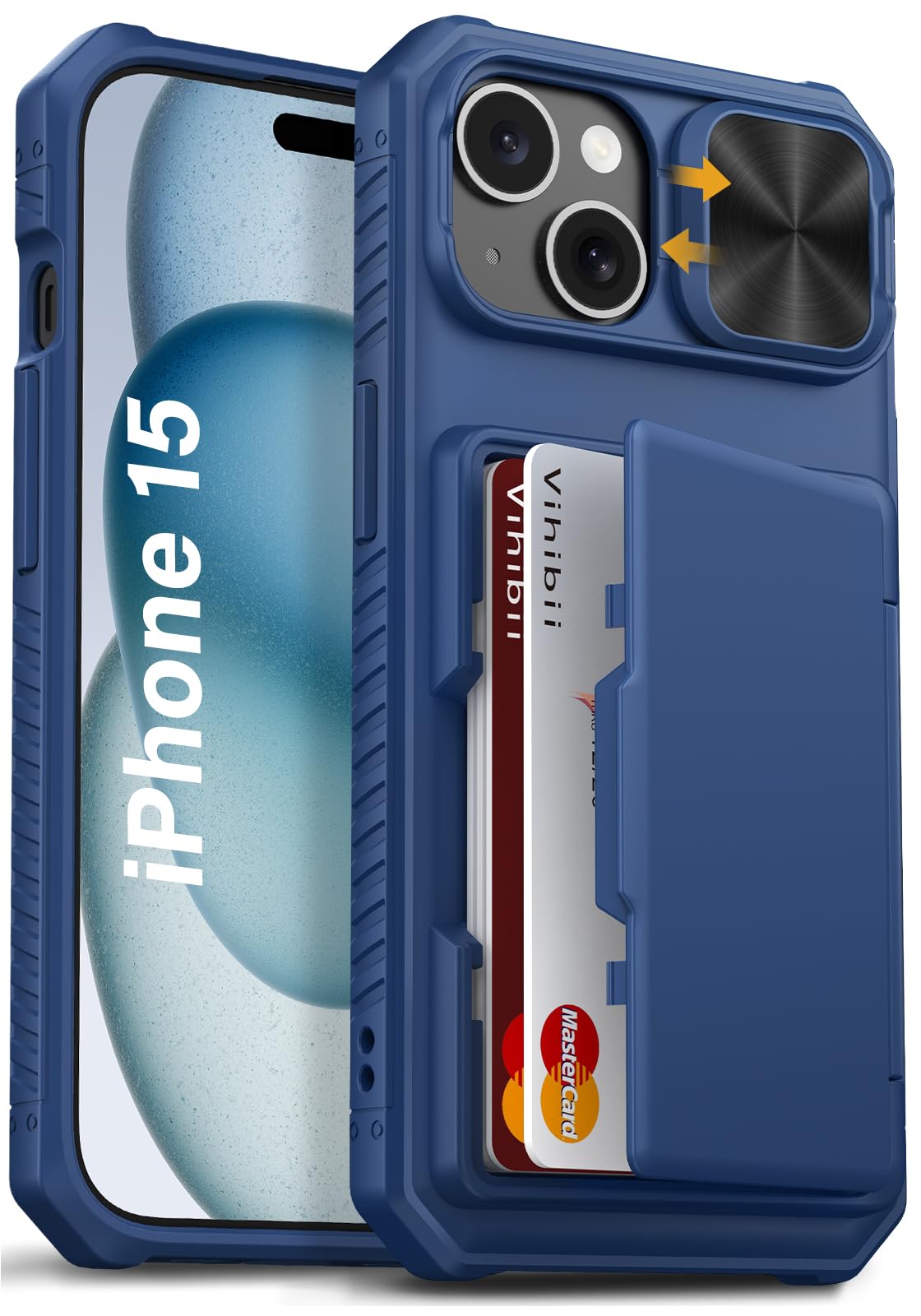 iPhone 15 ブルー 256GBケース付き Amazon.co.jp: Vihibii iPhone 15 用ケース 背面 カード収納(3-5枚